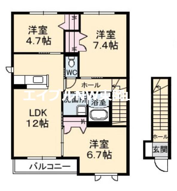 プリムベール城東 壱番館(3LDK/2階)の間取り写真