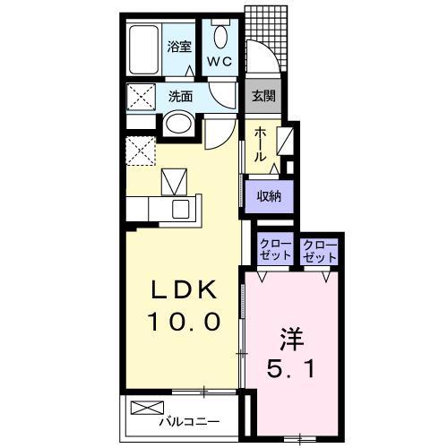パーク S(1LDK/1階)の間取り写真