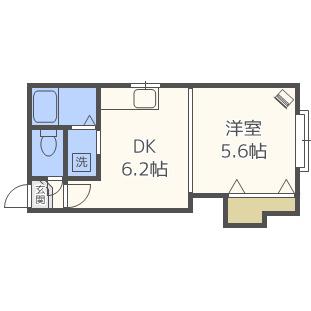 アルファルーセント(1DK/2階)の間取り写真