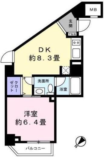 レジディア恵比寿III(1LDK/5階)の間取り写真