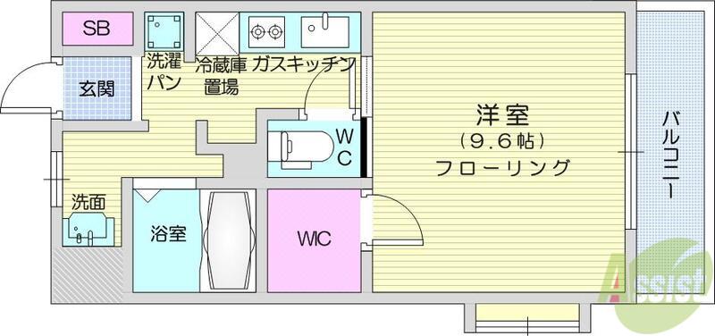 アルファ上杉(1K/3階)の間取り写真