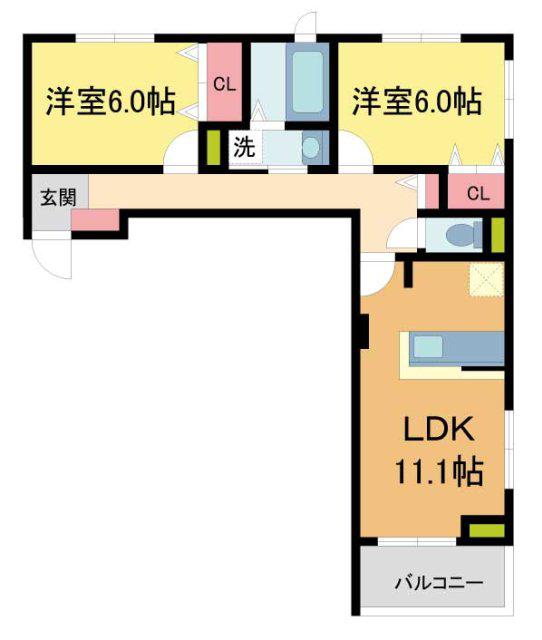 サンロイヤルI(2LDK/3階)の間取り写真
