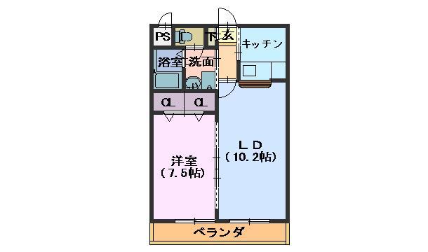 ベル ライジング(1LDK/2階)の間取り写真