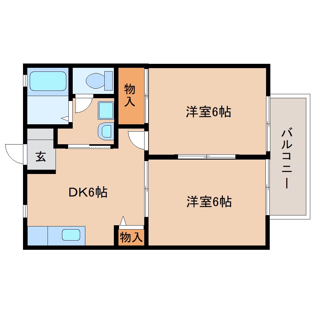 プラージュ A(2DK/1階)の間取り写真