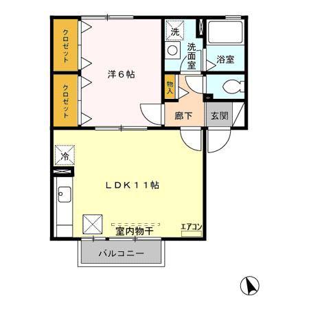 フォンティーヌA/B/C/D(1LDK/1階)の間取り写真