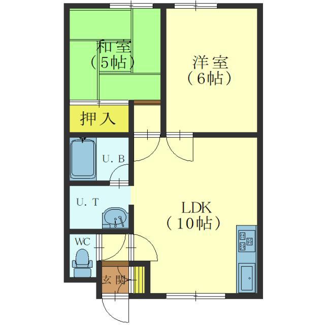 レジデンス真(2LDK/2階)の間取り写真
