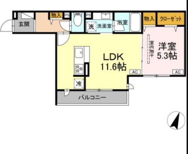フラクタス東柏ケ谷(1LDK/3階)の間取り写真