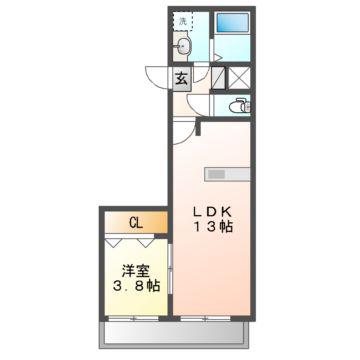 ラグゼナ浄心(1LDK/8階)の間取り写真