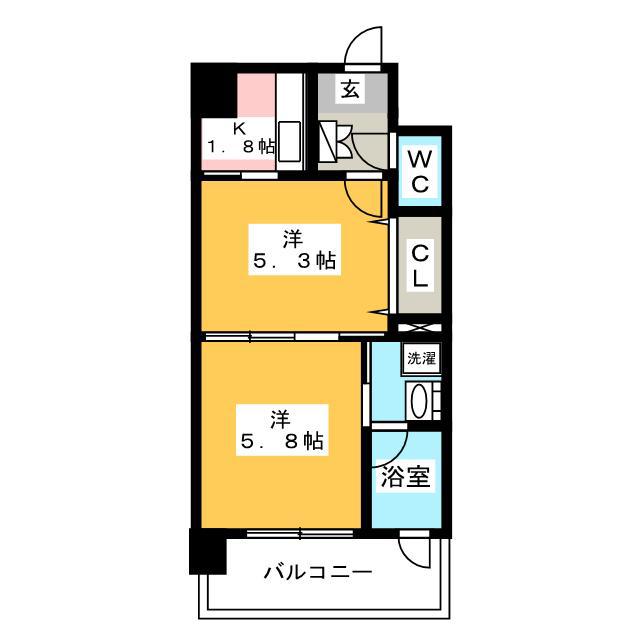 エンクレストNEO博多駅南(2K/2階)の間取り写真