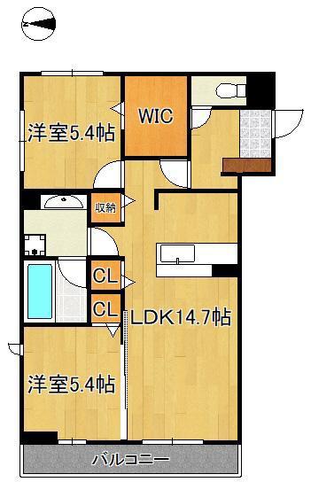 D-ROOM折尾駅前(2LDK/3階)の間取り写真