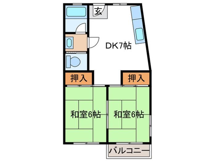 緑マンション(2DK/2階)の間取り写真