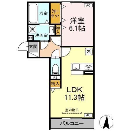 D-HILLS中田町(1LDK/3階)の間取り写真