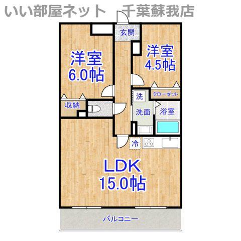 フローラ千葉中央(2LDK/3階)の間取り写真