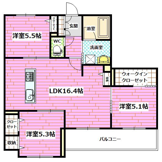 ファンコート堀越弐番館(3LDK/3階)の間取り写真