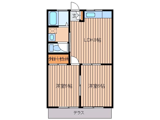 HOUSE HIZUKI(2LDK/1階)の間取り写真