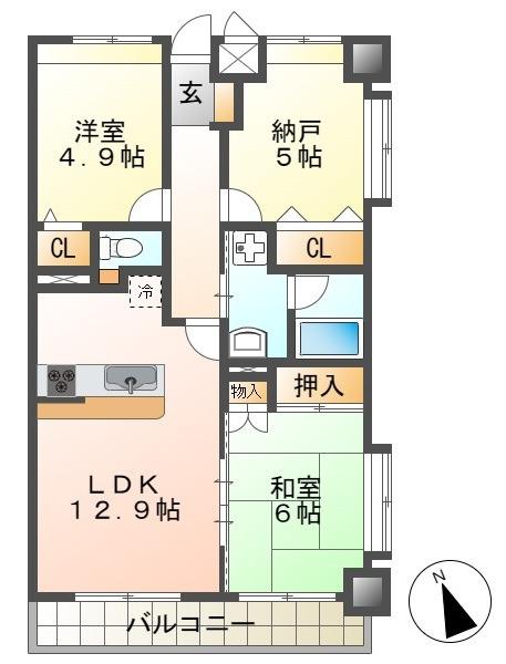 エストレーノ(3LDK/4階)の間取り写真