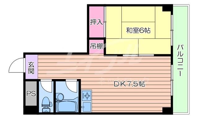 メゾン江坂(1DK/5階)の間取り写真