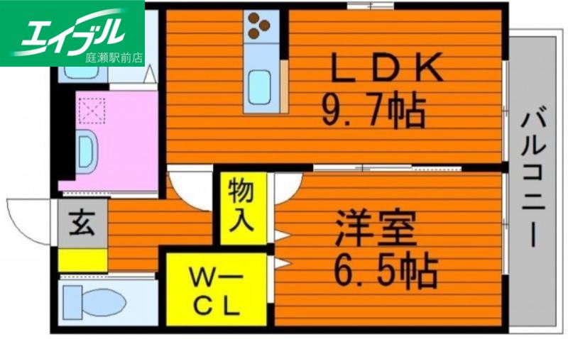 マストゥーラ妹尾(1LDK/1階)の間取り写真