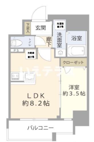 ディアレイシャス湊川(1LDK/10階)の間取り写真