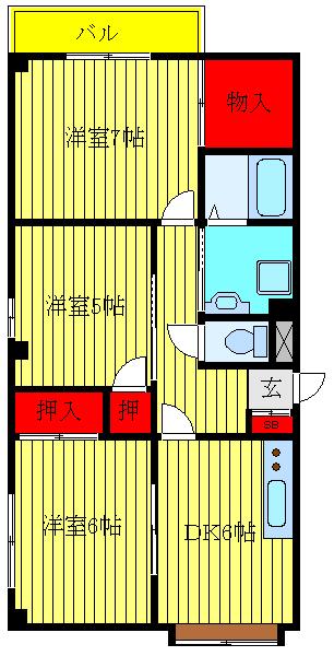 ザ グレイス HAYATA(3DK/3階)の間取り写真