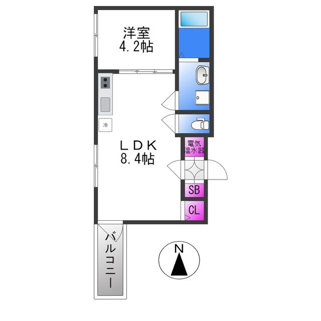 F ASECIA MIRA(1LDK/1階)の間取り写真