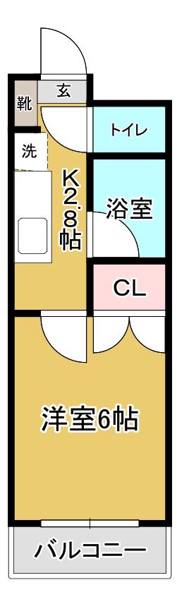 ロイヤルヒルズ木町II(1K/3階)の間取り写真