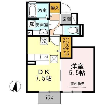 サンライズ(1DK/1階)の間取り写真