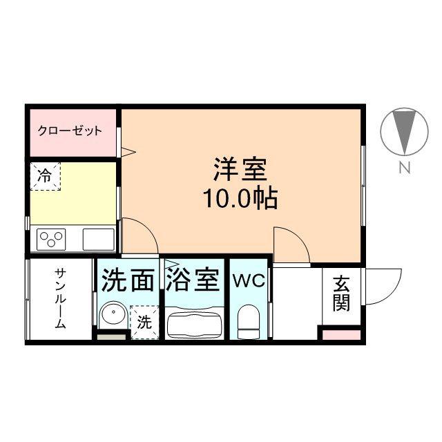 プラウド京田(1K/1階)の間取り写真