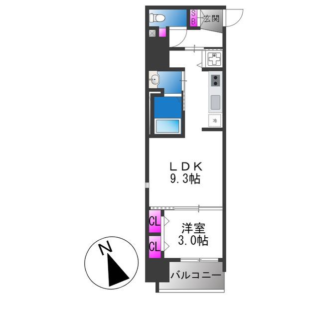 ARTIZA堺(1LDK/3階)の間取り写真