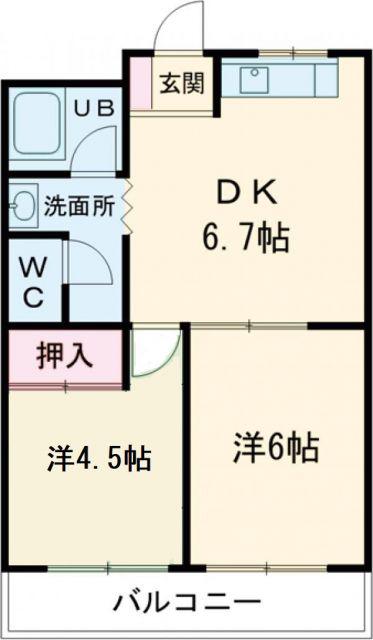 レジデンスカワセ(2DK/2階)の間取り写真
