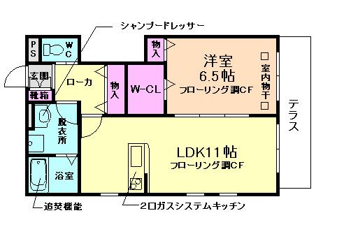 ヘーベル・エムズ(1LDK/1階)の間取り写真