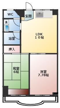 第3植草ビル(2LDK/2階)の間取り写真