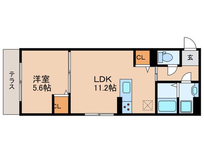 FLEURII(1LDK/1階)の間取り写真