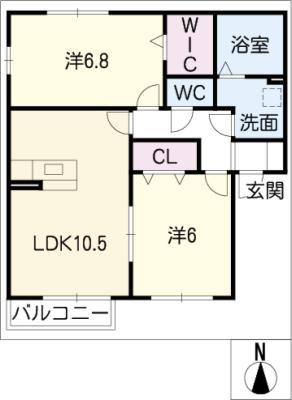 サンセール メゾン(2LDK/1階)の間取り写真