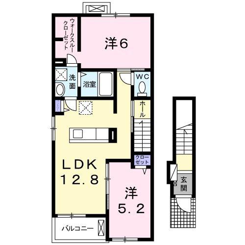 コージーコート枚方II(2LDK/2階)の間取り写真