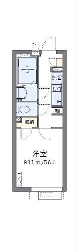 クレイノ西調布(1K/2階)の間取り写真