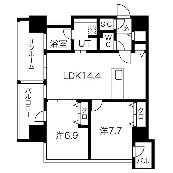 さくらHILLS NISHIKI PLATINUM RESIDENCE(2LDK/10階)の間取り写真