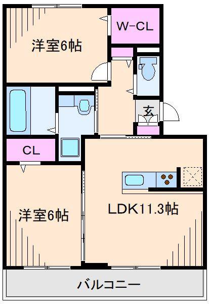 REGULUS C棟(2LDK/1階)の間取り写真