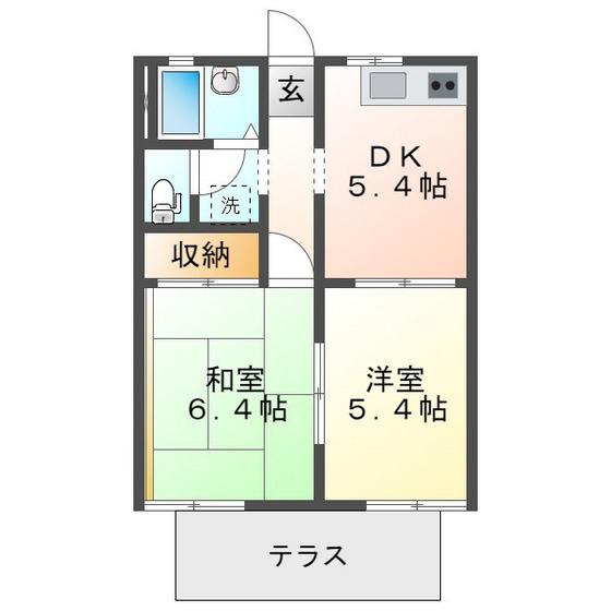 ファインフラッツII(2DK/1階)の間取り写真