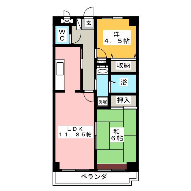 クレスト戸塚(2LDK/4階)の間取り写真