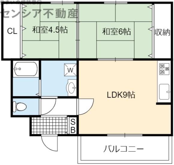 SSハイツ今福(2LDK/4階)の間取り写真