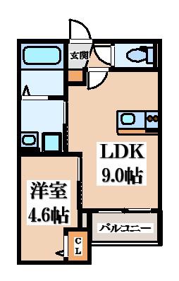パロス瓢箪山ラドスール(1LDK/1階)の間取り写真