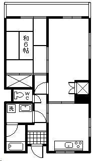 コーポラス赤江(2DK/3階)の間取り写真