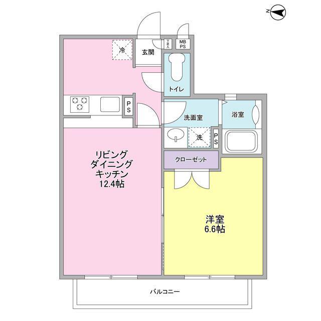 ル・プティニ弦巻(1LDK/1階)の間取り写真