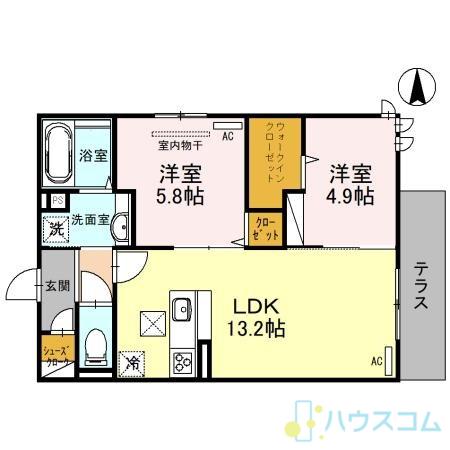 SPECIALE沢良宜西(2LDK/1階)の間取り写真