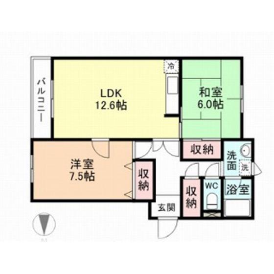 アネックス布瀬(2LDK/3階)の間取り写真