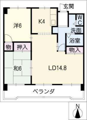 エラン平針(2LDK/3階)の間取り写真