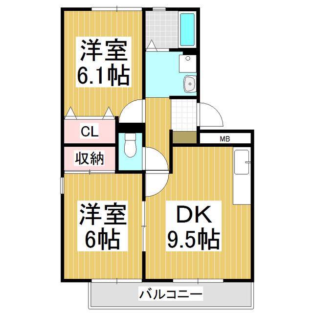 ロイヤルガーデン 雅 A(2DK/1階)の間取り写真