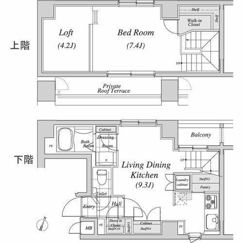 レジディア神田(1LDK/12階)の間取り写真