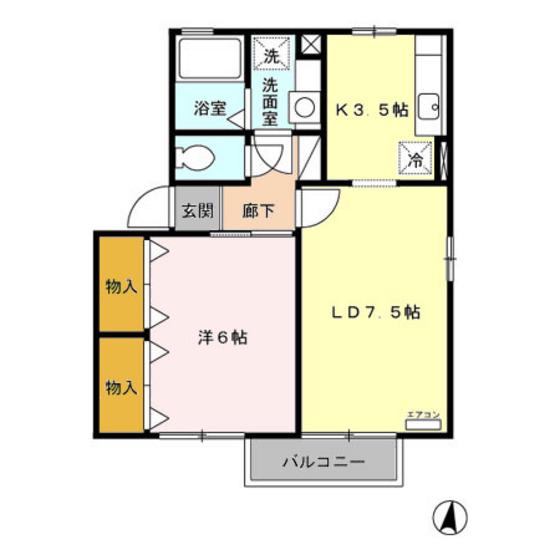 リジエール(1LDK/2階)の間取り写真